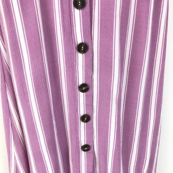 Lulus Jacqui Lavender and White Striped Button Front Midi Dress Women's Small - Picture 4 of 13